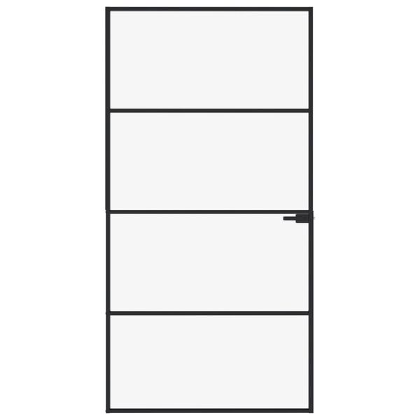 vidaXL Porte d'int&eacute;rieur Noir 102x201,5 cm Tremp&eacute; verre aluminium fin