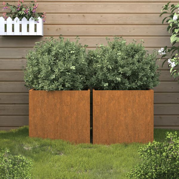 vidaXL Jardini&egrave;res 2 pcs 32x30x29 cm acier corten
