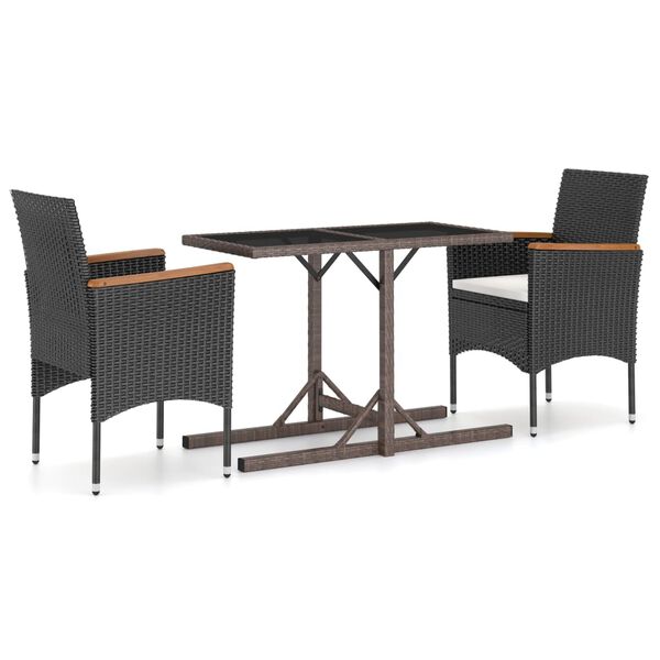 vidaXL Ensemble &agrave; manger de jardin 3 pcs Noir