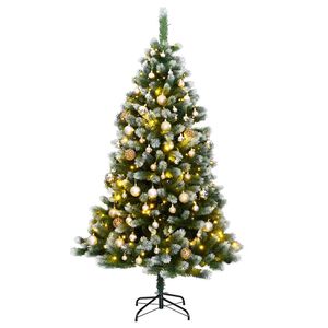 vidaXL Sapin de No&euml;l artificiel articul&eacute; 300 LED et boules 210 cm