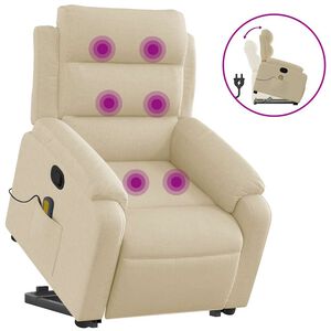 vidaXL Fauteuil inclinable de massage crème tissu