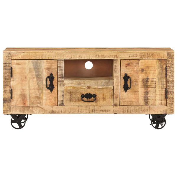 vidaXL Meuble TV Bois de manguier brut 110x30x50 cm