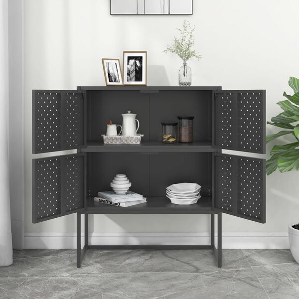 vidaXL Buffet haut Anthracite 80x35x100 cm Acier