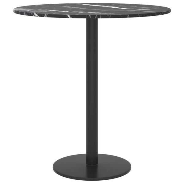 vidaXL Dessus de table noir &Oslash;40x0,8cm verre tremp&eacute; avec design marbre