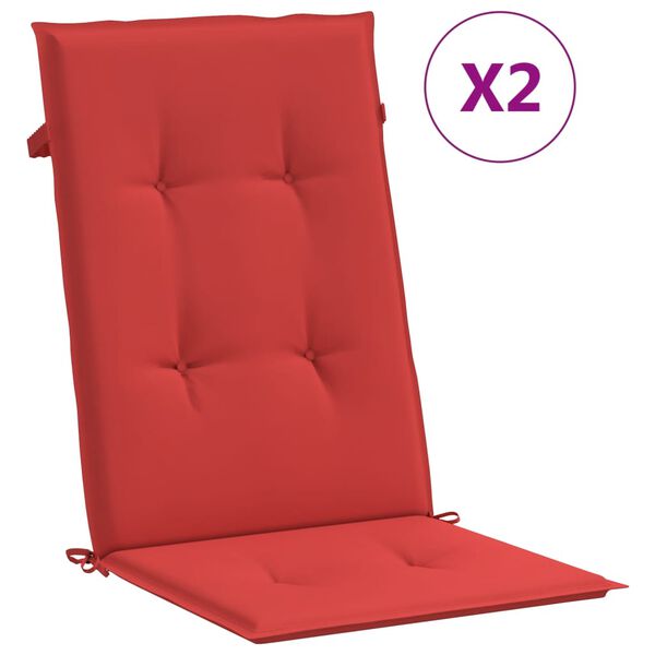 vidaXL Coussins de chaise de jardin dossier haut lot de 2 rouge tissu