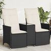 vidaXL Canap&eacute; de jardin inclinable 2 places avec table noir poly rotin