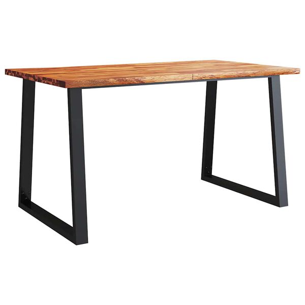 vidaXL Table &agrave; manger 140x80x75 cm bois d'acacia solide &agrave; bord vif