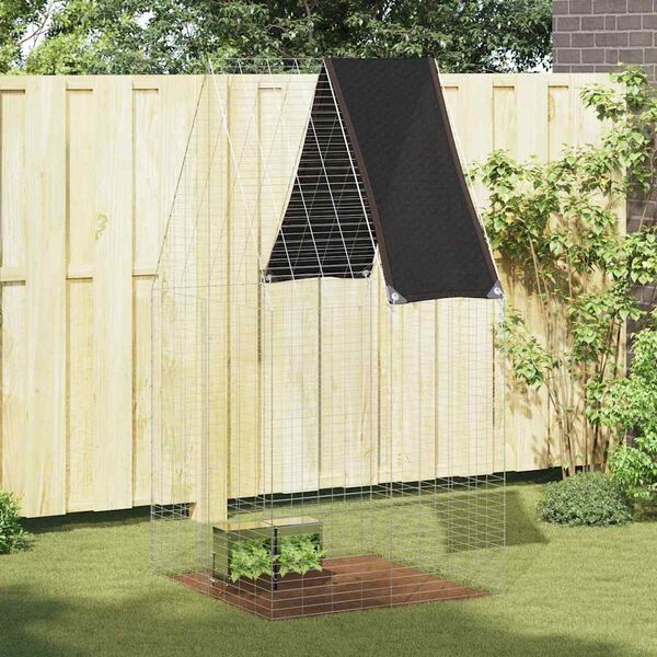 vidaXL Cage pour lapins Argent&eacute; 100 x 100 x 210 cm Acier galvanis&eacute;