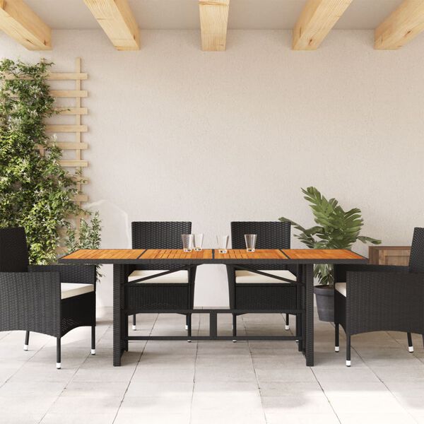 vidaXL Table de jardin avec dessus en bois d'acacia noir 190x80x74 cm