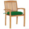 vidaXL Chaises de jardin lot de 2 et coussins vert Bois de teck massif