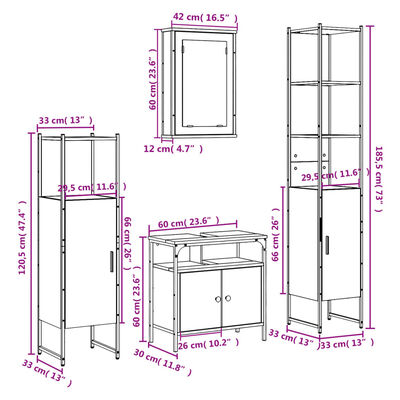 vidaXL Ensemble de meubles salle de bain 4 pcs noir bois d'ingénierie