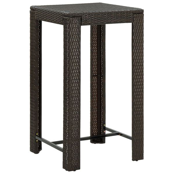 vidaXL Table de bar de jardin Marron 60,5x60,5x110,5 cm R&eacute;sine tress&eacute;e
