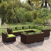 vidaXL Salon de jardin 9 pcs avec coussins R&eacute;sine tress&eacute;e Marron