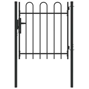 vidaXL Portail de cl&ocirc;ture Boxtel &agrave; porte simple avec arc en haut, acier 1x1 m noir