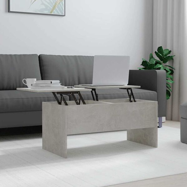 vidaXL Table basse gris b&eacute;ton 102x50,5x46,5 cm bois d'ing&eacute;nierie