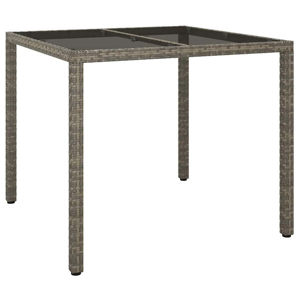 vidaXL Table de jardin pour repas Gris 90 x 90 x 75 cm polyrotin