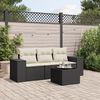 vidaXL Salon de jardin 4 pcs avec coussins noir r&eacute;sine tress&eacute;e