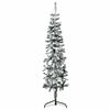 vidaXL Demi sapin de No&euml;l artificiel mince avec neige floqu&eacute;e 150 cm