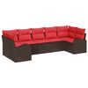 vidaXL Ensemble de canapé de jardin 7 pcs Marron Poly Rattan