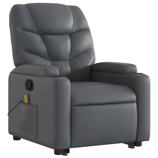 vidaXL Fauteuil inclinable de massage gris similicuir