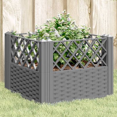 vidaXL Jardinière avec piquets gris clair 43,5x43,5x43,5 cm PP