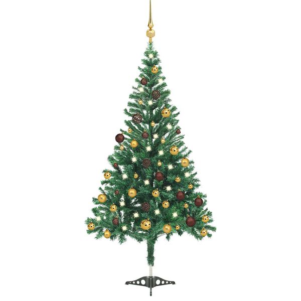 vidaXL Arbre de No&euml;l artificiel pr&eacute;-&eacute;clair&eacute; et boules L 240 cm blanc
