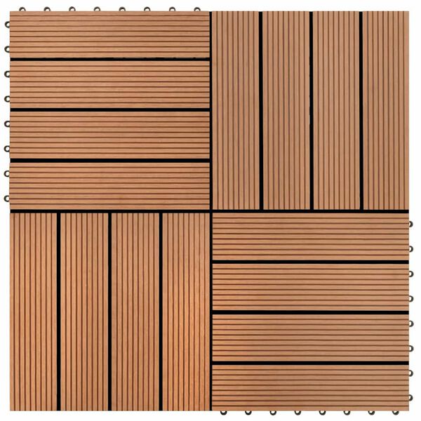 vidaXL Carreau de terrasse 11 pcs WPC 30 x 30 cm 1 m&sup2; Noir