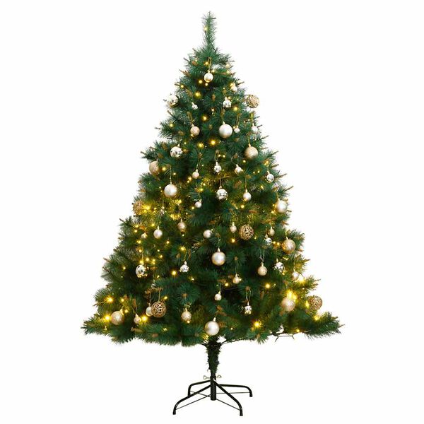vidaXL Sapin de No&euml;l artificiel articul&eacute; 300 LED et boules 180 cm
