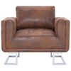 vidaXL Fauteuil cube marron similicuir daim
