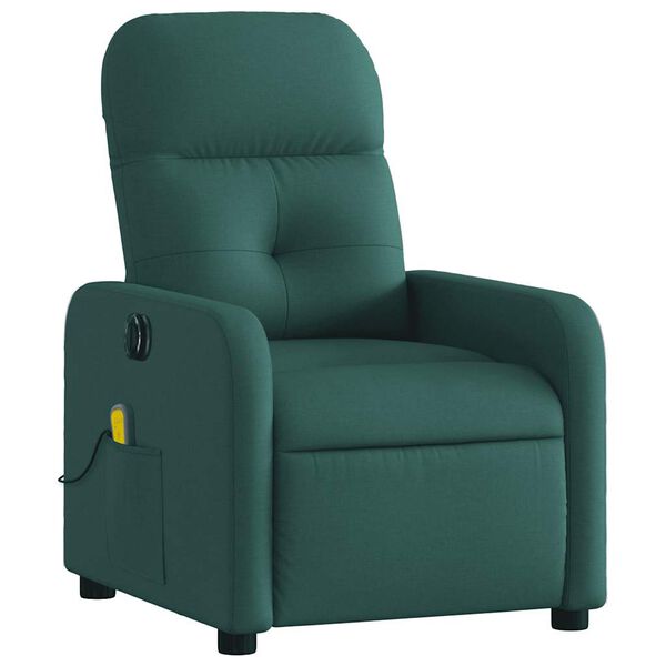 vidaXL Fauteuil inclinable de massage &eacute;lectrique vert fonc&eacute; tissu