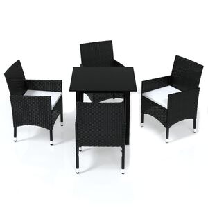 vidaXL Ensemble &agrave; d&icirc;ner de jardin avec coussins 5 pcs poly rotin noir