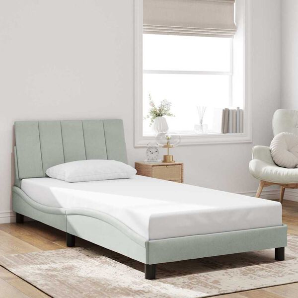 vidaXL Cadre de lit sans matelas Hanko gris clair 100x203 cm velours