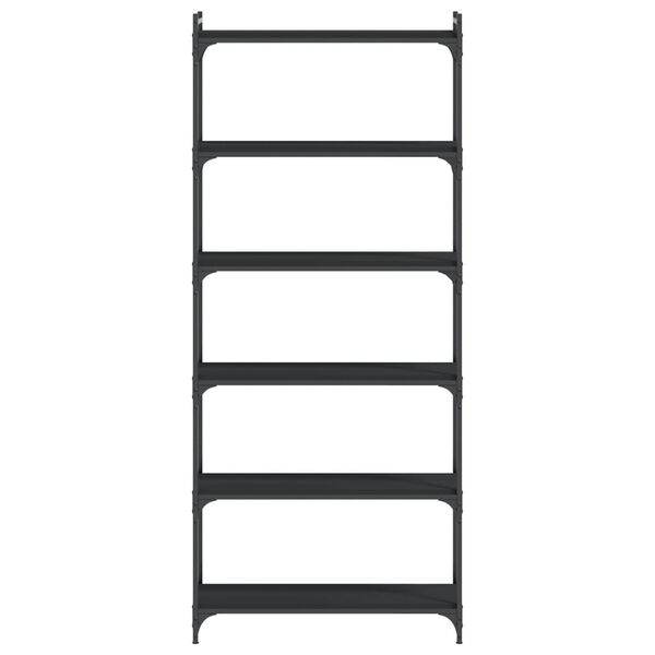 vidaXL Biblioth&egrave;que 6 niveaux noir 80x30x188 cm bois d'ing&eacute;nierie