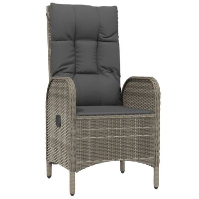 vidaXL Salon de jardin 3 pcs avec coussins Gris Résine tressée