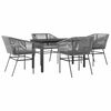 vidaXL Ensemble &agrave; manger jardin coussins 5 pcs gris poly rotin verre