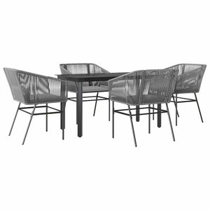 vidaXL Ensemble &agrave; manger jardin coussins 5 pcs gris poly rotin verre