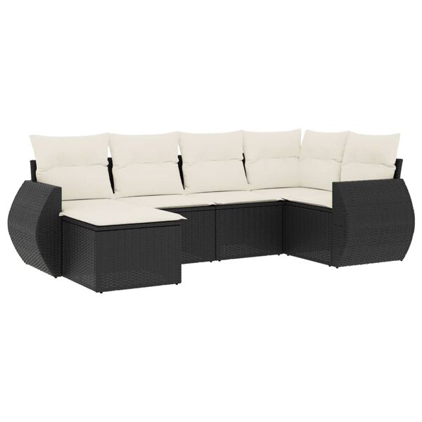 vidaXL Salon de jardin 6 pcs avec coussins noir r&eacute;sine tress&eacute;e