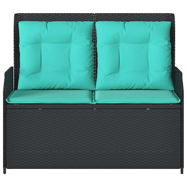 vidaXL Banc de jardin avec coussin Noir Poly rotin
