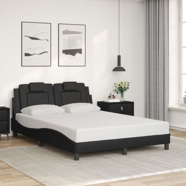 vidaXL Cadre de lit Viana avec LED sans matelas noir 137x190 cm