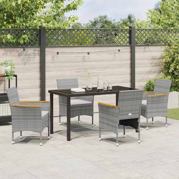 vidaXL Ensemble de salle &agrave; manger pour jardin 5 pcs Gris polyrotin
