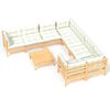 vidaXL Salon de jardin 9 pcs avec coussins cr&egrave;me bois de pin