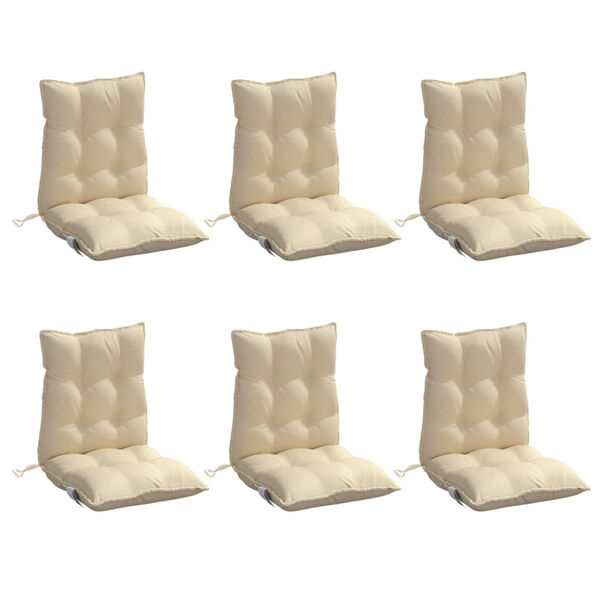 vidaXL Coussins de chaise &agrave; dossier bas lot de 6 beige tissu oxford