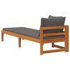 vidaXL Chaise longue avec 1 accoudoir Gris fonc&eacute; Bois d'acacia solide