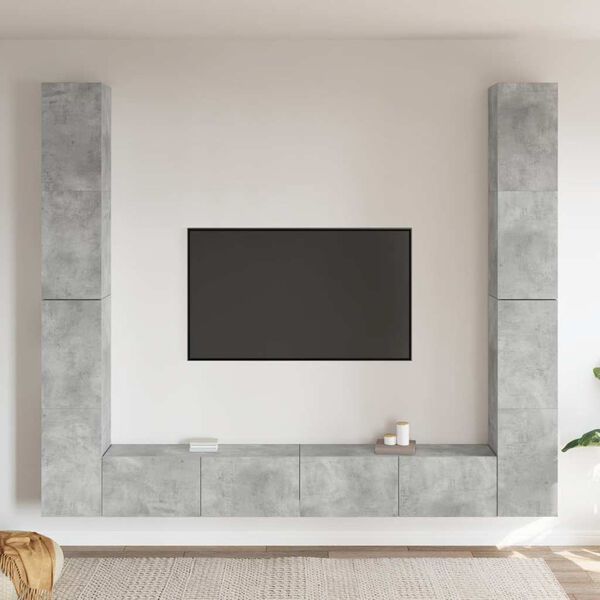 vidaXL Ensemble de meubles TV 6 pcs Gris b&eacute;ton Bois d'ing&eacute;nierie