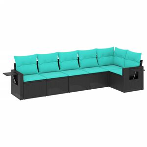 vidaXL Salon de jardin 6 pcs avec coussins noir r&eacute;sine tress&eacute;e