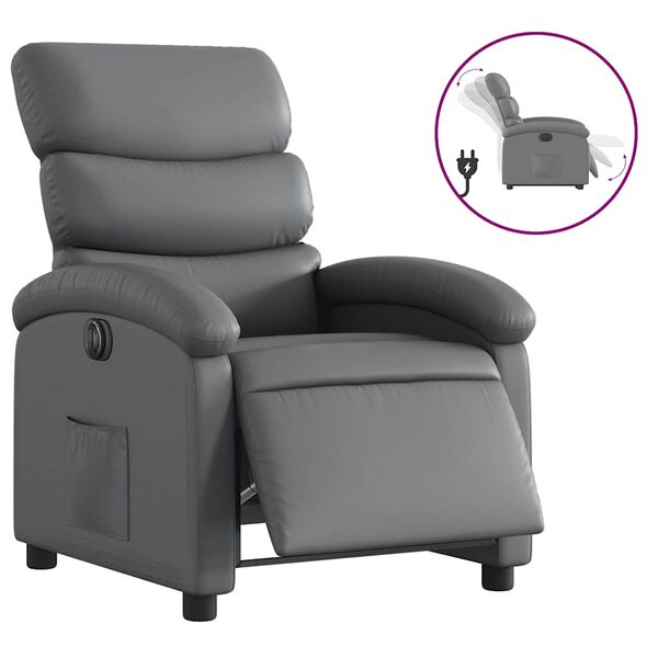 vidaXL Fauteuil inclinable &eacute;lectrique gris similicuir