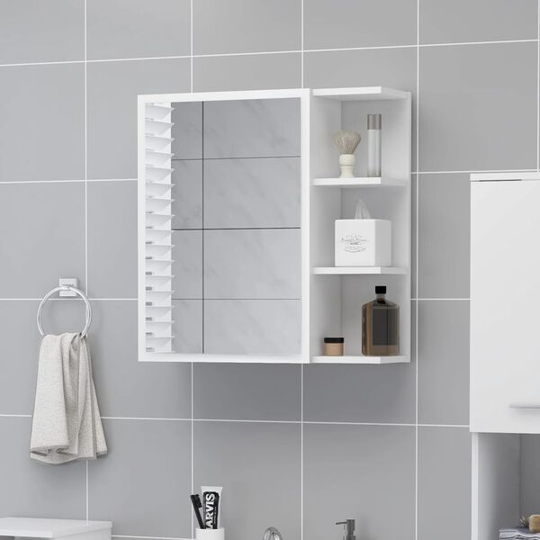 vidaXL Armoire &agrave; miroir de salle de bain Blanc Bois d&rsquo;ing&eacute;nierie