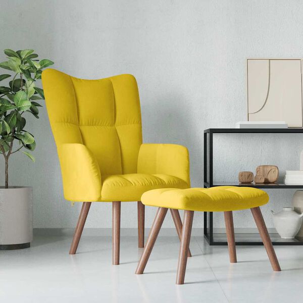 vidaXL Chaise de relaxation avec repose-pied Jaune moutarde Velours