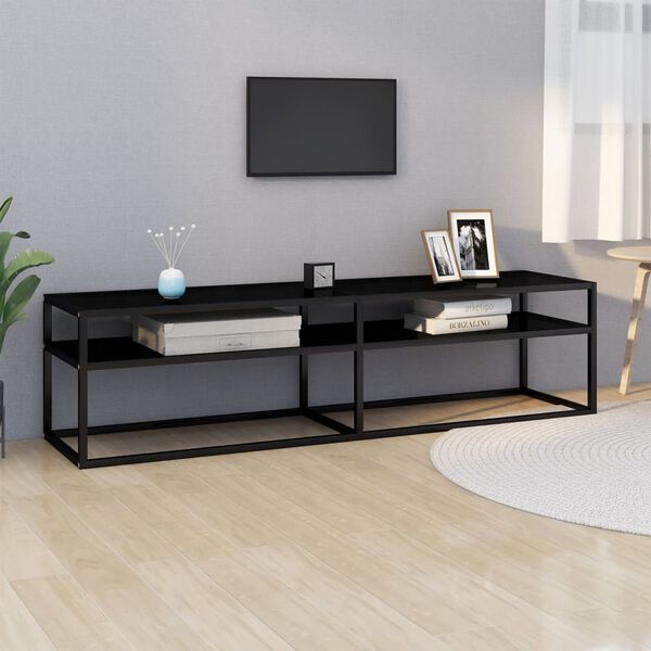 vidaXL Meuble TV noir 160x40x40,5 cm verre tremp&eacute;