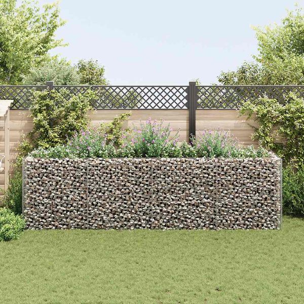 vidaXL Lit sur&eacute;lev&eacute; &agrave; gabion Acier 360x90x100 cm